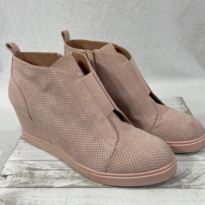 Linea Paolo Light Pink Suede Wedge Bootie